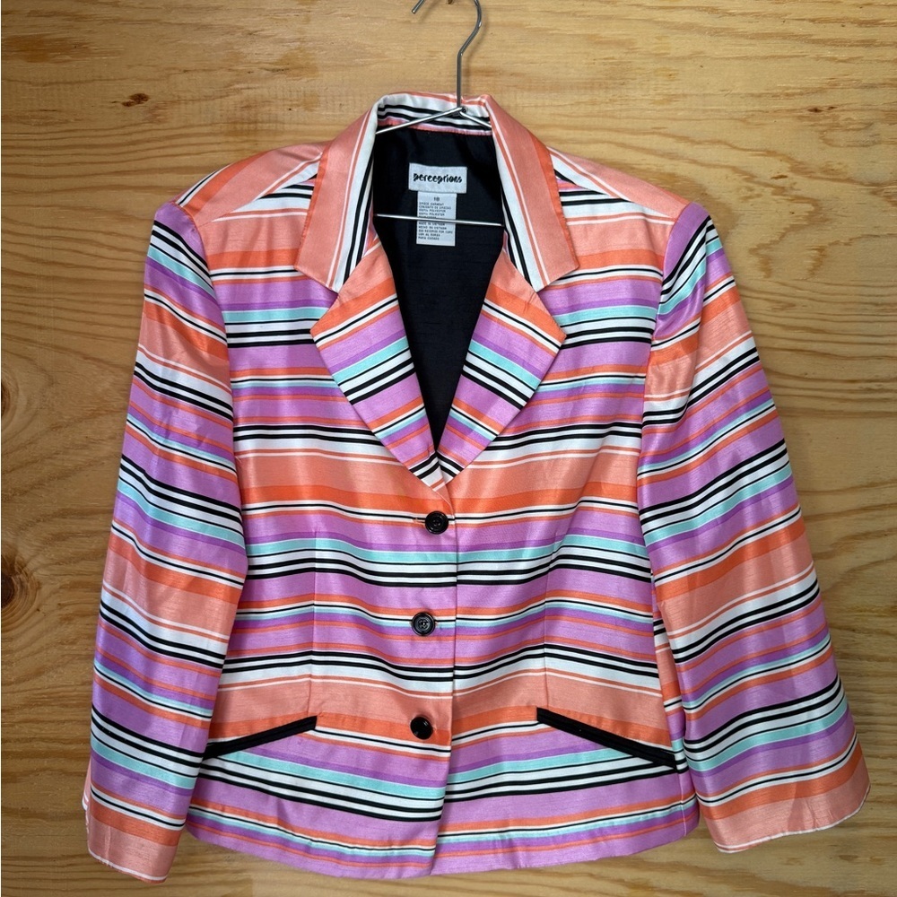 Perceptions Women's Striped Multicolor Blazer size 18 - Picture 6 of 12